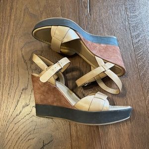 Cole Haan wedge sandals 7.5 tan beige